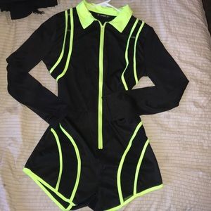 Neon green & Black Sexy Romper